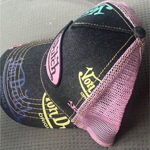 Von Dutch Black and Pink Mesh Cap